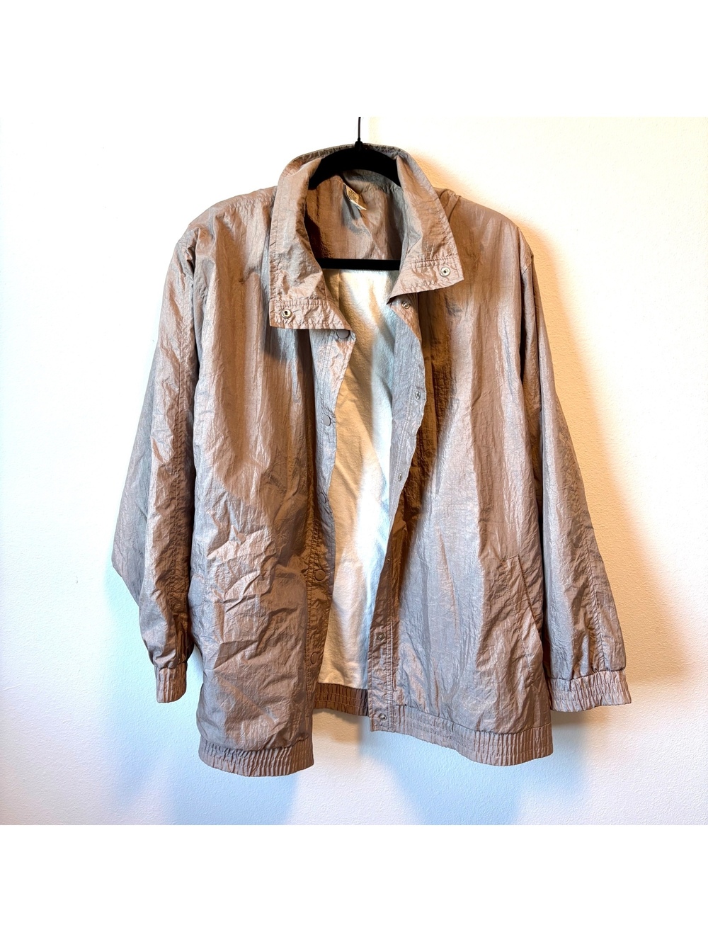 Vintage 80s 90s Haband 2X Metallic Iridescent Nylon Windbreaker Jacket Fall